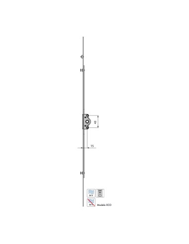 MULTIPUNTO AGUJA 15MM MICROVENTILACION ACERO ZINCADO  L1600 REF M05211600