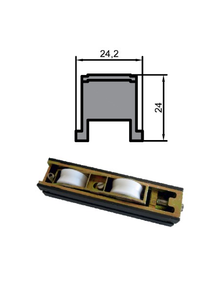 DESCATALOGADA, PONER B-3-7 AHORA COD. 25467 / RUEDA B-1-9 ZAMAK REGULABLE RODAMIENTO DE AGUJAS  TANDEM 
