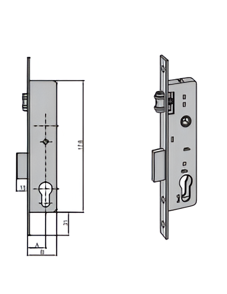 CERRADURA RODILLO Y PALANCA DESLIZANTE SIN CILINDRO REF 44671.35