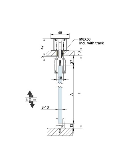 Perfil STAR FTI. Montaje a falso techo invisible. Alum. Lacado Negro. 5m
