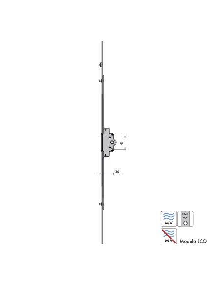 MULTIPUNTO AGUJA 30MM MICROVENTILACION ACERO ZINCADO L1600 REF A05221600
