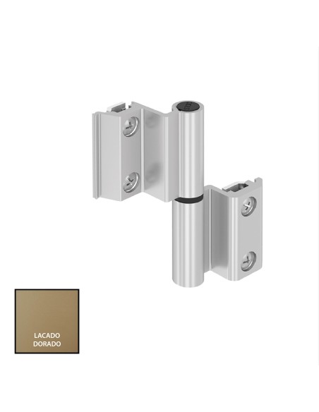 BISAGRA CARINA 3  HOJA CE PLETINA Y EJE INOX LACADO ORO REF 014D93