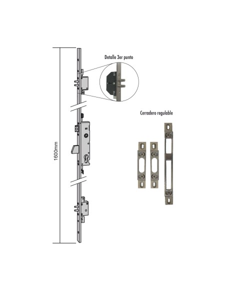 CERRADURA MULTIPUNTO PICAPORTE Y PALANCA BASCULANTE (FRENTE PLANO INOX) REF 7715-30