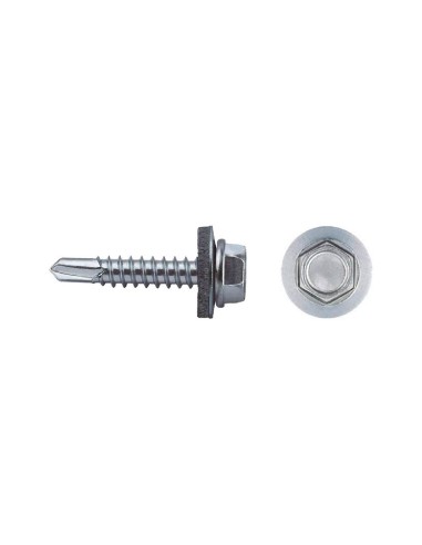 TORNILLO 7301 PUNTA BROCA CABEZA HEXAGONAL   6,3x25 mm ARANDELA DE EPDM  19 CINCADO (ENVASE 200UDS/C)