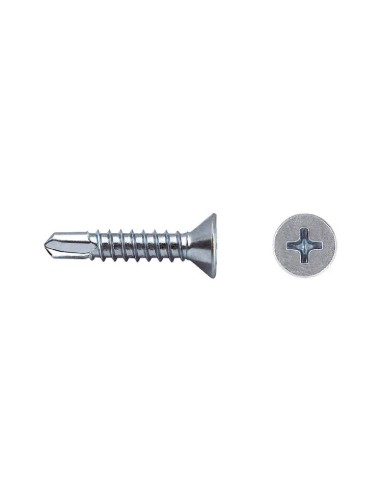 TORNILLO DIN 7504P PUNTA BROCA CABEZA AVELLANADA IMPRONTA PH  4,2X32 MM CINCADO (250 UDS/C)