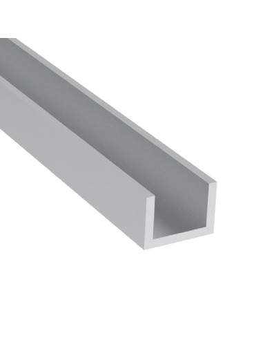 Perfil inferior para vidrio fijo de 8-10-12mm (17x12mm) . Alum. Anod. plata. 2m