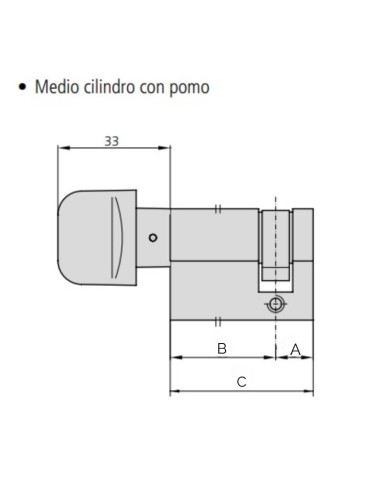 CILINDRO CON POMO (MEDIO CILINDRO) 10X70   POMO REF 100LPM7010/4