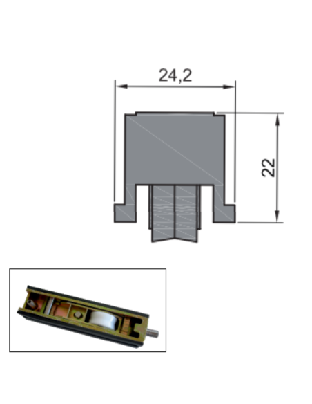 RUEDA B-1 ZAMAK REGULABLE RODAMIENTO DE AGUJAS  SIMPLE 