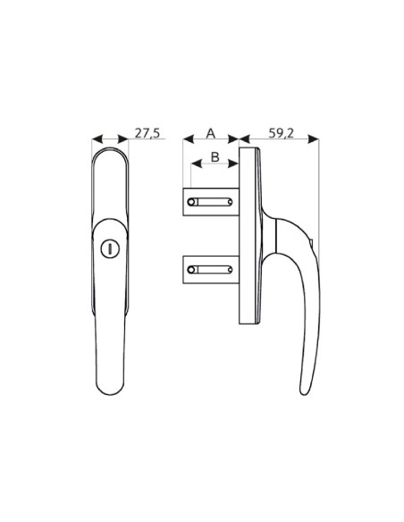 CREMONA MARTE CON LLAVE APERTURA EXTERIOR BLANCO PALA 37MM REF 329-CYL