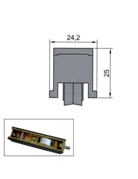 RUEDA B-1-16 ZAMAK REGULABLE RODAMIENTO DE AGUJAS  SIMPLE 