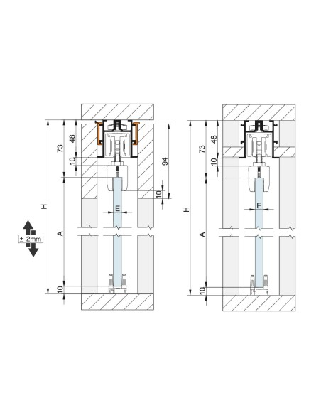 Conjunto perfil Funda FT   STAR. Montaje entre paredes/falso techo. Alum. Lacado negro mate. 3m