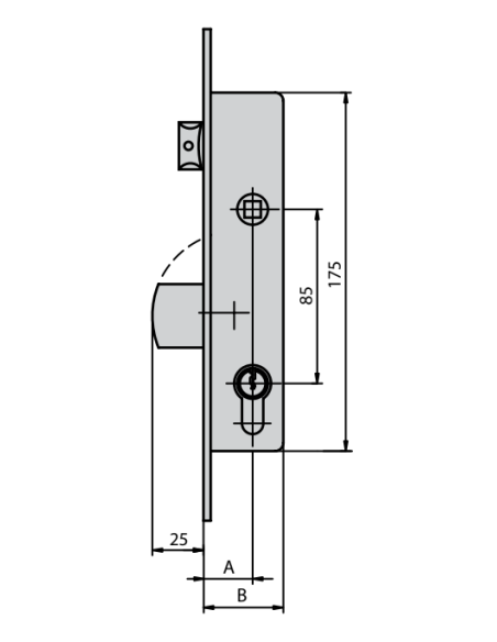 CERRADURA PICAPORTE Y PALANCA BASCULANTES FRENTE  U  REF. 194N/35/6USC