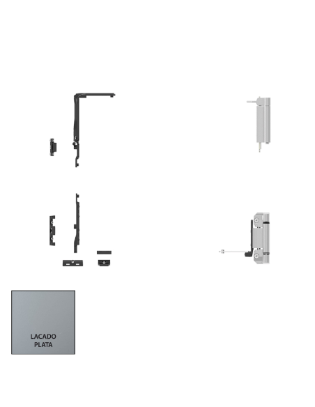 KIT BASE OSCILOBATIENTE CLASSIC SIN CREMONA  CIERRE AL INVERSOR  LACADO PLATA REF B113391