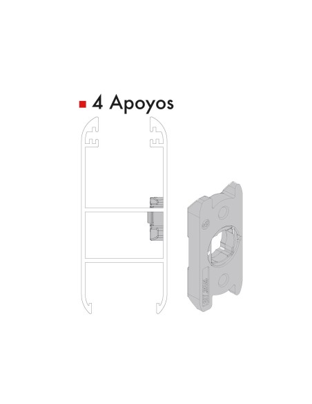 MANILLA MINIMALISTA DELTA CORREDERA Y CANAL 16 (4 PUNTOS DE APOYO) LACADO INOX REF A772193