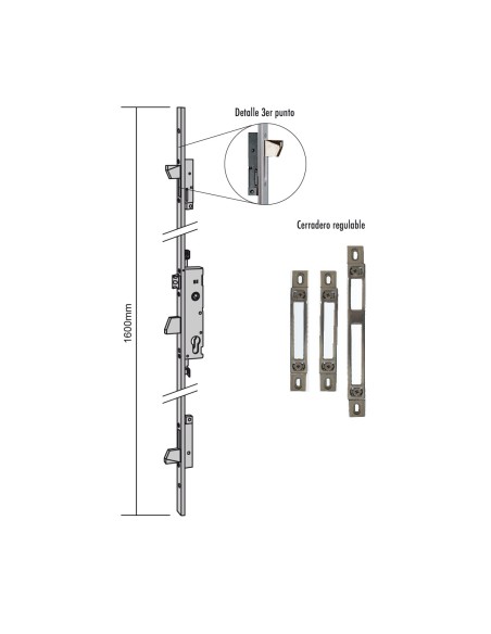 CERRADURA MULTIPUNTO PICAPORTE Y PALANCA BASCULANTE (FRENTE PLANO) REF 7717-30
