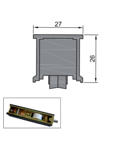 RUEDA B-2-2 ZAMAK REGULABLE RODAMIENTO DE AGUJAS  SIMPLE 