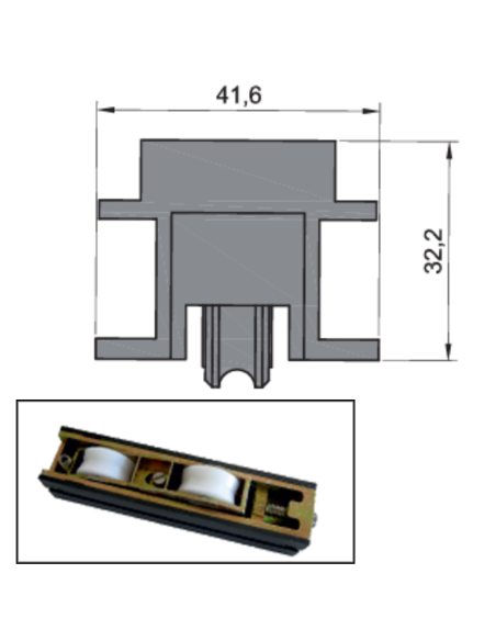 RUEDA B-3-26 ESPECIAL ZAMAK REGULABLE RODAMIENTO DE AGUJAS  TANDEM 