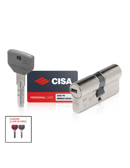 CILINDRO LLAVE SEGURIDAD ANTIBUMPING  ASIXP8 PRO  FUNCION LLAVE DE OBRA ALINEADO 40X50 REF 1.0Q310.21.0.1200.SD.KA