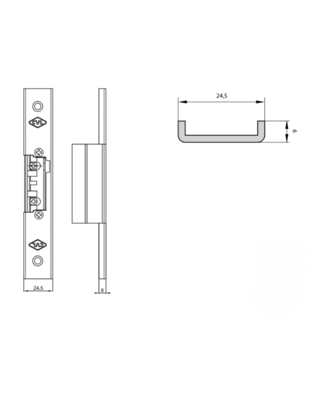 CERRADERO ABREPUERTAS ELECTRICO CORTO FRONTAL DE  U  REF CEC41TOPT/6ABDFU (Canal Frances) 