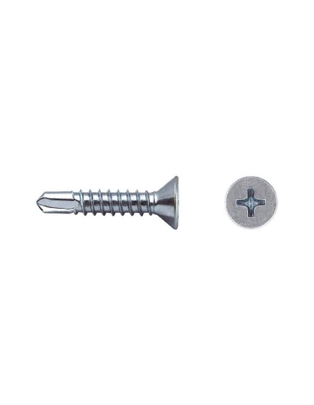 TORNILLO DIN 7504P PUNTA BROCA CABEZA AVELLANADA IMPRONTA PH  3,5X19 MM CINCADO (500 UDS/C)