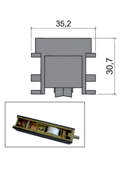 RUEDA B-3-35 ZAMAK REGULABLE RODAMIENTO DE AGUJAS  SIMPLE  (EXLAVAL 164008)