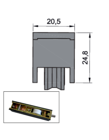 RUEDA B-2-16 ZAMAK REGULABLE RODAMIENTO DE AGUJAS  SIMPLE 