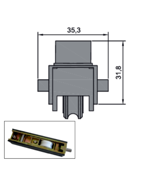 RUEDA B-2-12 ESPECIAL ZAMAK REGULABLE RODAMIENTO DE AGUJAS  SIMPLE 