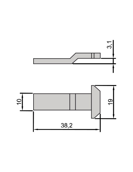 GANCHO PARA CIERRE 4308 (S-75 EXTRUAL) (D-3,1MM/L-38,2MM ZAMAK) REF G043520