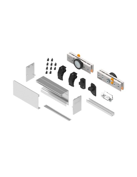 KIT SV-X90 PERFIL SUPERIOR CORREDERO VIDRIO FIJO PARA TECHO O PARED 3M ANODIZADO PLATA
