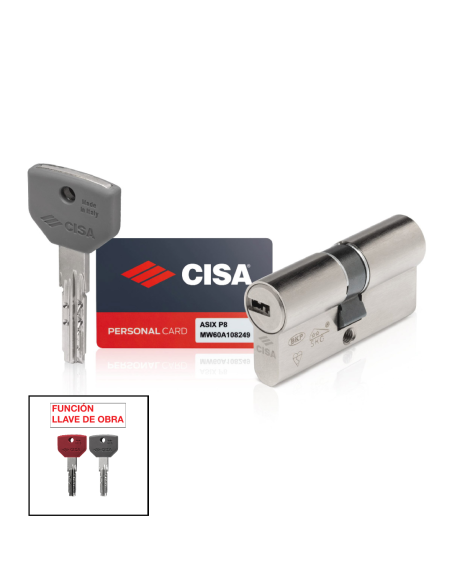 CILINDRO LLAVE SEGURIDAD ANTIBUMPING  ASIXP8 PRO  FUNCION LLAVE DE OBRA  30X40 REF. 1.0Q310.12.0.1200.SD