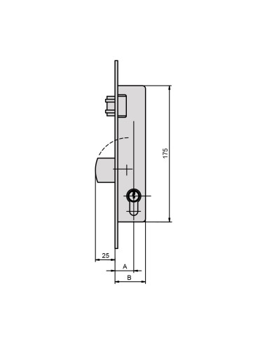 CERRADURA RODILLO Y PALANCA BASCULANTE CON CILINDRO 30X40 LEVA CORTA REF 196V33/6.C3.0.1.1