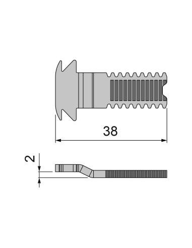 GANCHO PARA CIERRE TITAN, FENIX Y DRACO (MICROVENTILACION) (D-2MM/L-38MM INOX) REF 0503162