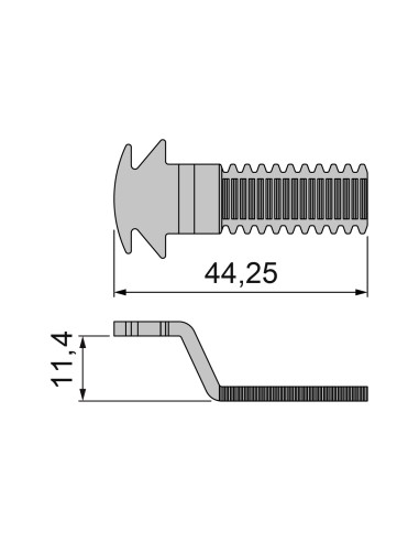 GANCHO PARA CIERRE TITAN, FENIX Y DRACO (MICROVENTILACION) (D-11,4MM/L-44,25MM INOX) REF 0503172