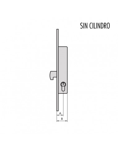 CERRADURA SOLO GANCHO FRONTAL INOX SIN CILINDRO REF 7716 25 SG