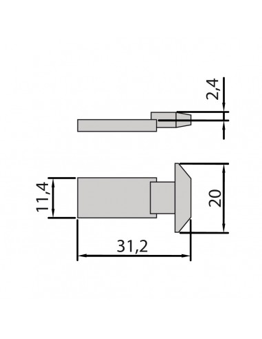 GANCHO PARA CIERRE FENIX MINI Y MICRO  D 2,4MM/L 31,2MM ZAMAK  REF 2172  1498 D 