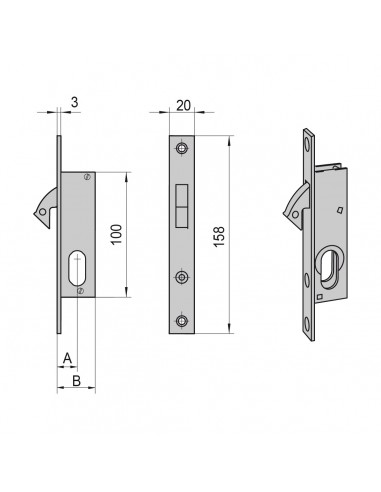 CERRADURA GANCHO PARA CORREDERA CON CILINDRO 28X28 REF 45011.16