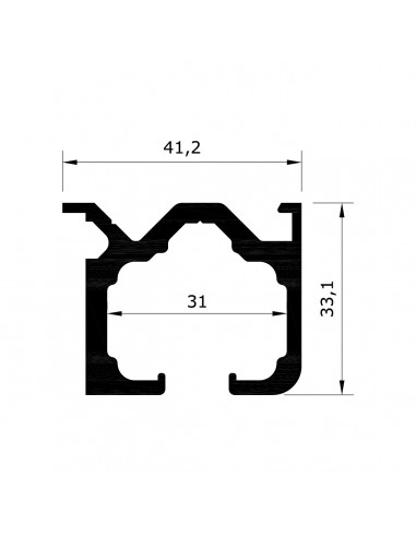 GUIA SUPERIOR PLEGABLE 6500MM NEGRO MATE REF WOOR.9092