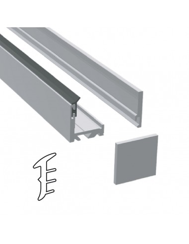 Perfil inferior ENTRADA FRONTAL para vidrio fijo 8 10 12. Alum. Anod. Plata mate. 2m