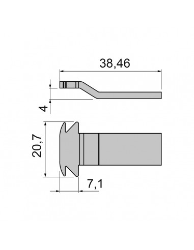 GANCHO PARA CIERRE FENIX Y DRACO  MICROVENTILACION   D 4MM/L 38,46MM  REF 03068