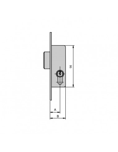 CERRADURA SOLO PALANCA DESLIZANTE CON CILINDRO 30X40 REF 184A35/6.C3.0.1.1