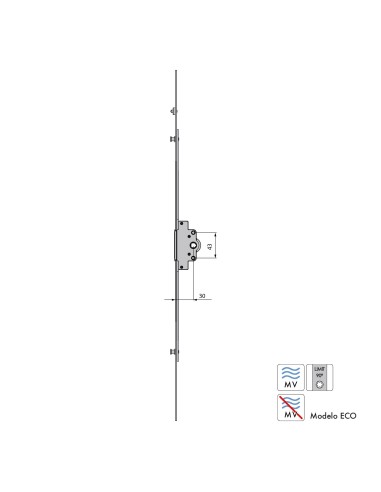 MULTIPUNTO AGUJA 30MM MICROVENTILACION ACERO ZINCADO L600  REF A05220600