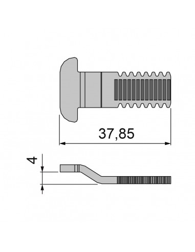 GANCHO PARA CIERRE TITAN, FENIX Y DRACO  D 4MM/L 37,85MM INOX  REF 03152  TECKNICA ALUMED 