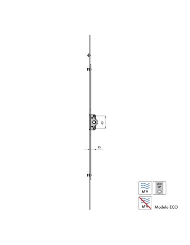 MULTIPUNTO AGUJA 15MM MICROVENTILACION ACERO ZINCADO  L365  REF M05240300