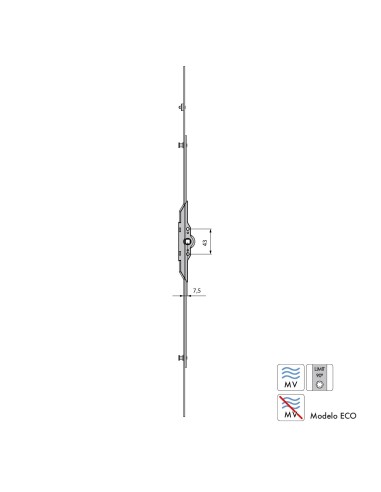 MULTIPUNTO AGUJA 7,5MM MICROVENTILACION ACERO ZINCADO L1000  REF M05201000